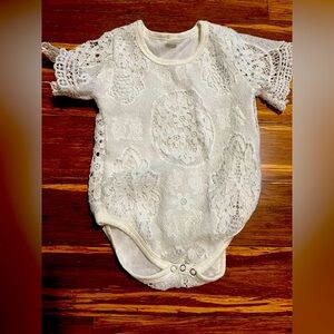 Elegant Lace Baby Onesie - White